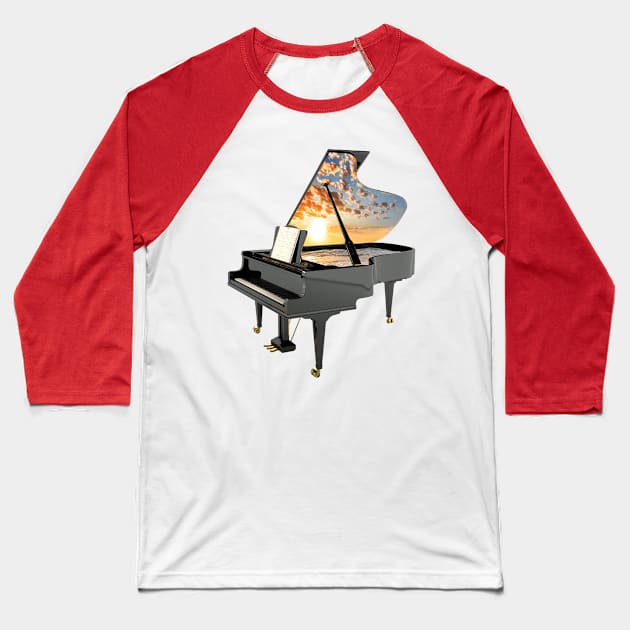 Piano Dreaming at the Beach Baseball T-Shirt by Dstarj Creations